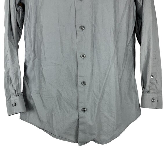 Kenneth Cole Reaction Mens Slim Fit Stretch Long Sleeve Button Up Shirt Grey M - Picture 2 of 7